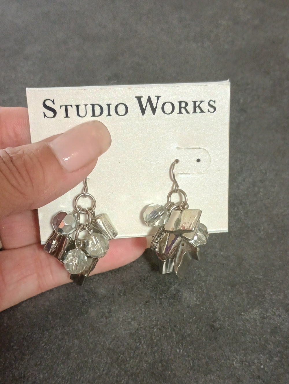 Studio Works Silver-Tone Cluster Dangle Earrings